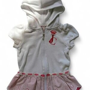 Y2K 2000s vintage Juicy‎ Couture pink and white zip up hoodie with skirt